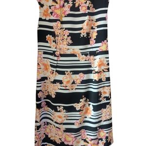Emma & Michele Black Floral Striped Dress